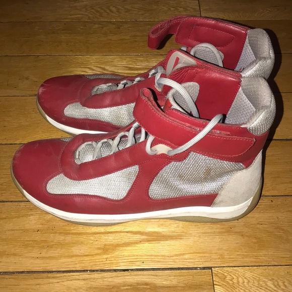 PRADA Red high top America’s Cup sz 12 Authentic - Picture 3 of 4